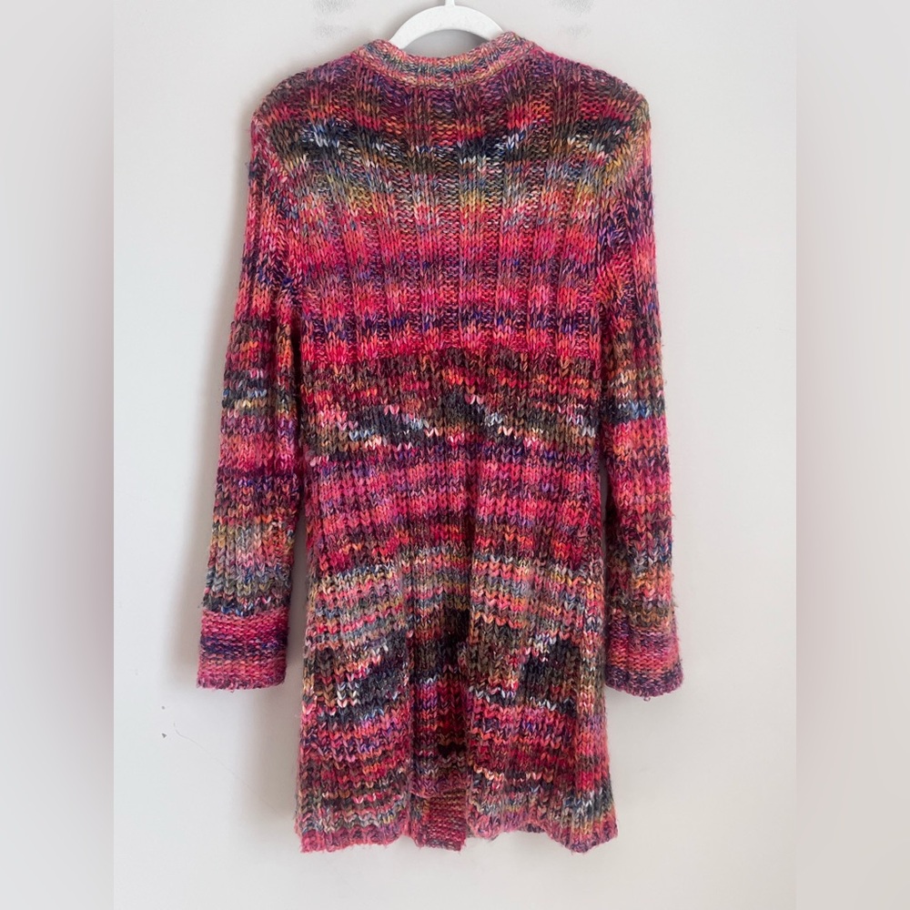 Sundance Long Chunky Knit Cardigan in Rainbow‎ Print Wool Blend Sz Medium - Picture 6 of 9